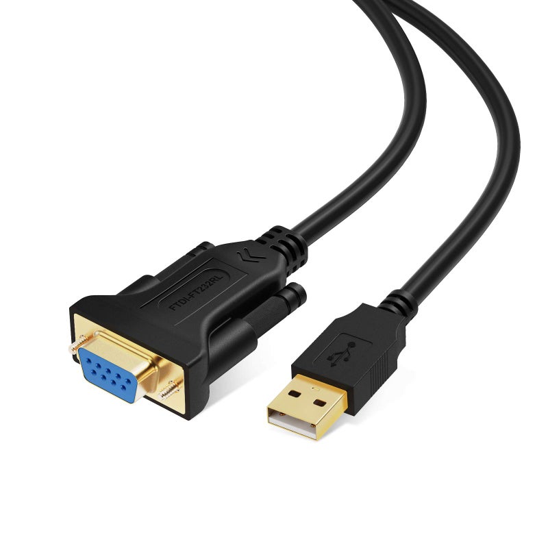 CableCreation USB to RS232 Serial Adapter (FTDI Chipset), USB to RS232 Gold Plated DB9 Serial Converter Cable for Windows 11, 10, 8.1, 8, 7, Vista, XP, 2000, Linux and Mac OS X, macOS, 3.3 Feet/1M - Image 1